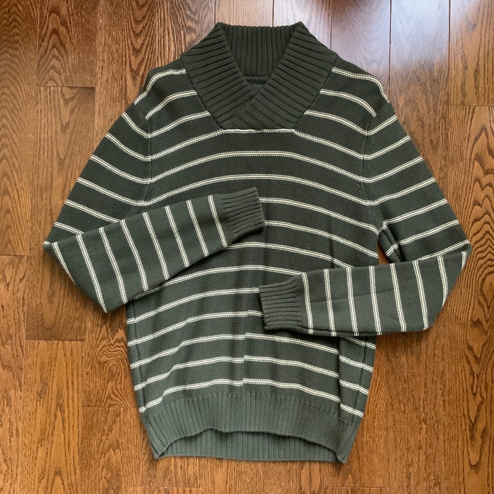 H&M LOGG Sweater Striped Olive Green. Size M.